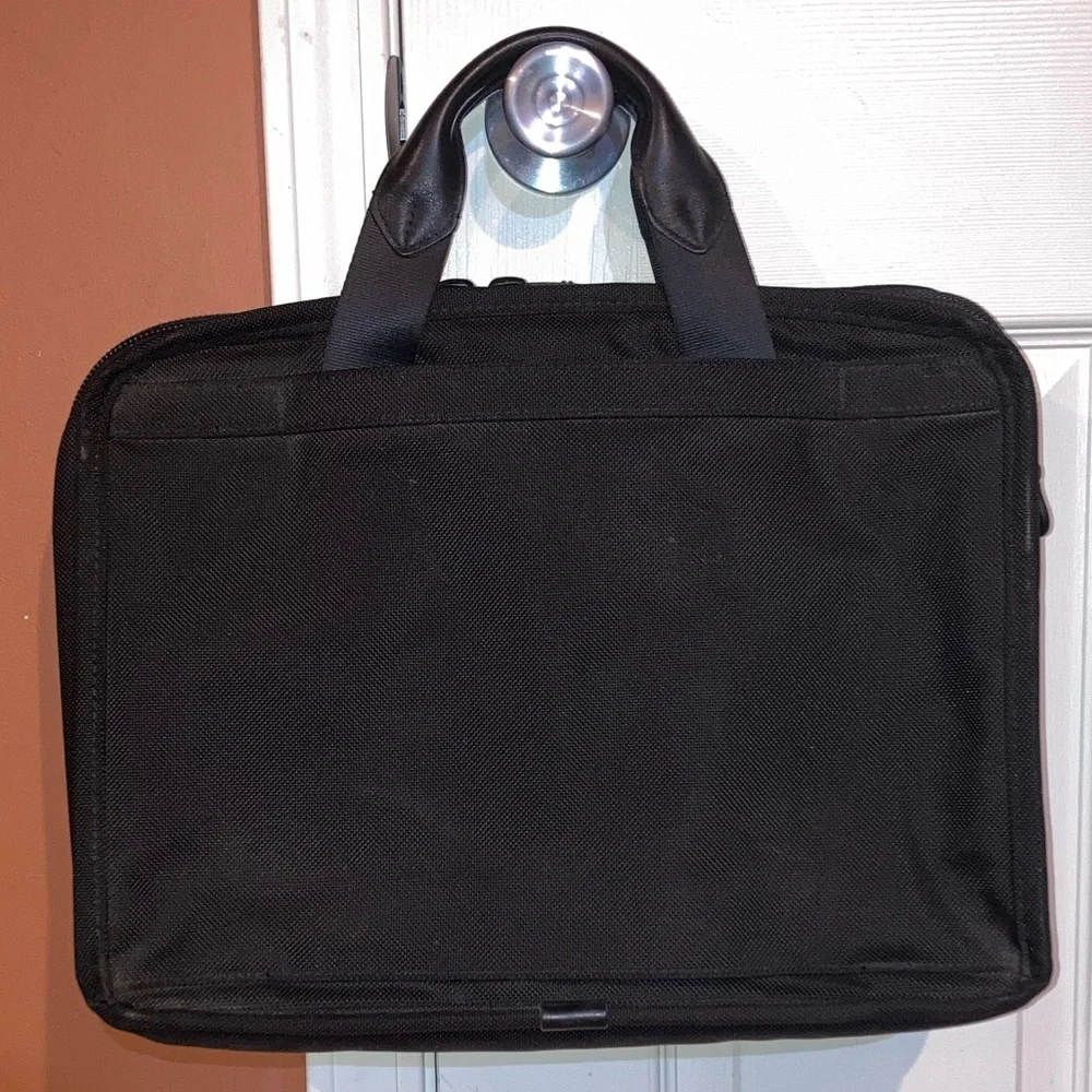 Tumi Alpha T-Pass Briefcase Laptop Organizer Ballistic Nylon Black Office Bag